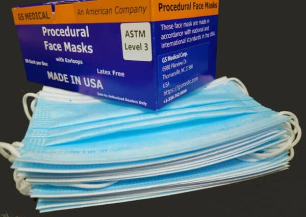 ASTM Level 3, Disposable Face Mask, Made in USA, 3 Layer, nose pin, ear loop